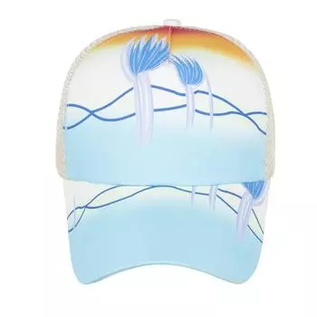 Весна и лето новый небесно-голубой белый цветок крест эластичная сетка конский хвост бейсболка кепка кепка от солнца шляпа от солнца Adjustable