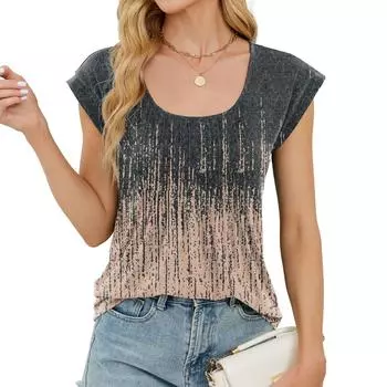 Весна и лето Новый принт круглый вырез свободная футболка с короткими рукавами топ для женщин S белый/красный