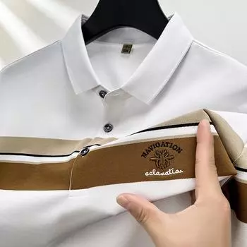 Весна и лето, новый стиль, контрастная рубашка поло с короткими рукавами и лацканами, молодежная тонкая рубашка с воротником, мужская деловая футболка с короткими рукавами M