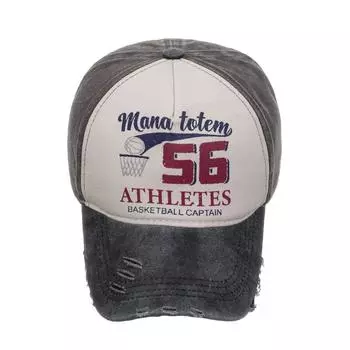 Весна и лето новый стираный контрастный цвет баскетбольный принт бейсболка кепка кепка солнцезащитная шляпа солнцезащитная шляпа Adjustable чёрный