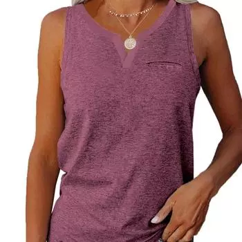 Весна и лето новый жилет V-образный вырез карман свободный повседневный топ больших размеров для женщин S красный