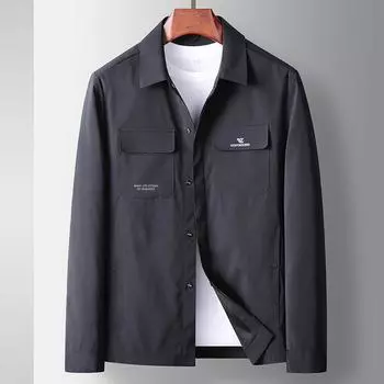 Весна и лето Однотонная легкая и тонкая куртка Tooling для среднего и молодого возраста Деловая повседневная куртка с лацканами 180 зелёный