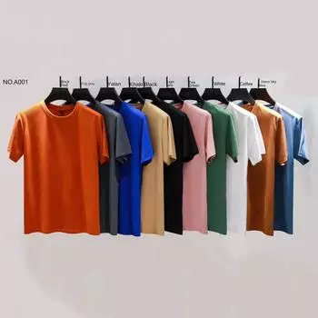 Весна и лето, однотонная мужская мягкая шелковая молодежная футболка с короткими рукавами, повседневная свободная рубашка с круглым вырезом и круглым вырезом 2XL
