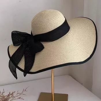 Весна и лето пляжный соломенный головной убор с большим краем, солнцезащитный козырек, классная шляпа, универсальная шляпа для отдыха и путешествий, шляпа знаменитостей M56-58cm