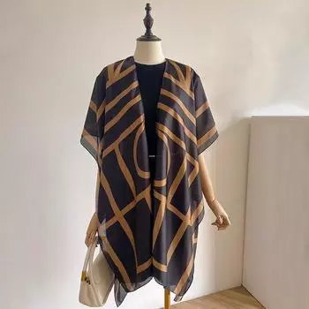 Весна и лето Плюс Солнцезащитная шаль Lijing Forging Шелковый шарф Темпераментная накидка Одежда 180x90cm черный коричневый