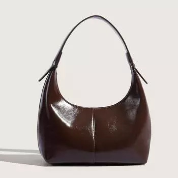 Весна и лето Ретро блестящая подмышечная маслянистая восковая текстура багет французская ниша одно плечо сумка-пельмень сумка