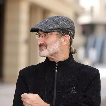 Весна и лето ретро шляпа с утиным язычком мужская клетчатая кепка английская модная женская клетчатая кепка берет M56-58cm темно-серого