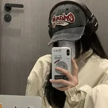 Весна и лето ретро старая рваная кепка Spice Girls интернет-знаменитости Y2K бейсболка большая окружность головы стираная вышивка прилив Adjustable хаки