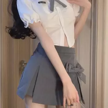 Весна и лето Сексуальная юбка А-силуэта с разрезом: Новый модный дизайн XXL