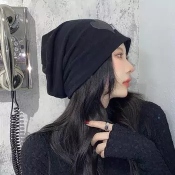Весна и лето тонкие интернет знаменитости новая черная шляпа с ворсом любовь дети модный универсальный вязаный мешок голова ограничение холодная шапка оптовая продажа M56-58cm чёрный