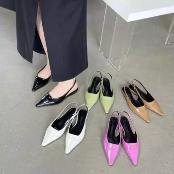 Весна и лето Тонкие туфли на плоской подошве с острым носком цвета конфеты, сандалии на плоской подошве с сумкой-головкой, женские туфли с полуперетаскиванием 35