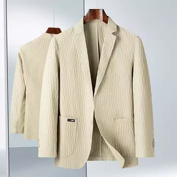 Весна и лето Тонкий легкий роскошный деловой костюм для людей среднего возраста и молодежи, однотонный микроэластичный пиджак Tide 170 хаки