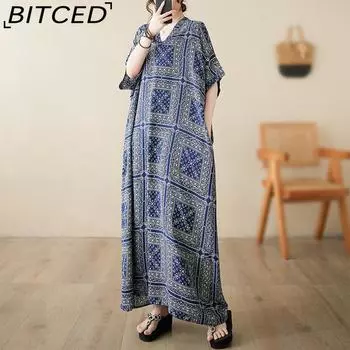 Весна и лето, тонкое хлопковое льняное платье с v-образным вырезом, большой размер, свободное пляжное платье в литературном праздничном стиле, длинный халат в стиле ретро One Size красный