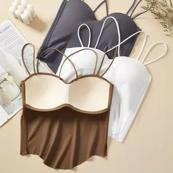 Весна и лето топ-труба из ледяного шелка Beauty Back со встроенным фиксированным сборчатым чашечком жилет Spice girl pure desire бесшовный жилет с перекрестными бретелями One size fits all (recommended 80-65kg) чёрный