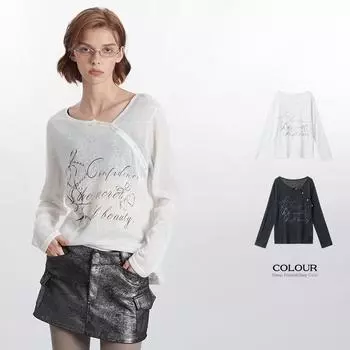 Весна и лето женская новая винтажная тонкая универсальная футболка с длинным рукавом с напечатанными буквами S белый