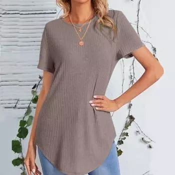 Весна и лето Женская однобортная блузка сзади Повседневная свободная удобная футболка S чёрный