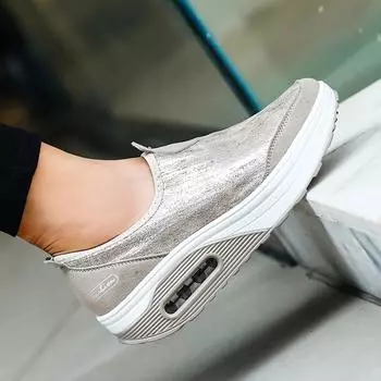 Весна и лето женские новые воздушная подушка толстый подошва увеличение спорта досуга неглубокий рот дрожание обувь 35 песочный