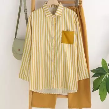 Весна и лето Женский темпераментный модный повседневный стиль в стиле вестерн, замедляющий старение, длинный рукав, полосатый спортивный костюм, повседневный костюм из двух частей XXXXXL