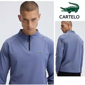 Весна и осень 2024, брендовая вышивка на половине молнии, спортивный круглый вырез, быстросохнущая повседневная одежда с длинными рукавами M чёрный