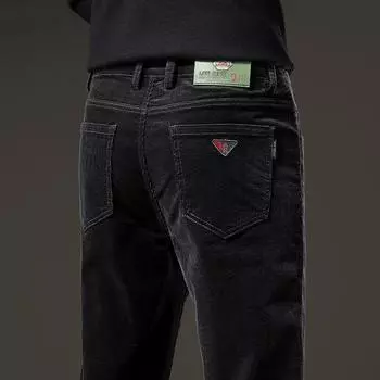 Весна и осень 2024 г. Мужские толстые вельветовые брюки с бархатом, прямые брюки в деловом стиле, повседневные брюки из бархата 28 абрикосовый