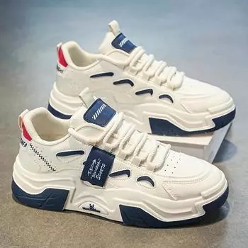 Весна и осень 2024 года, мужские дышащие маленькие белые туфли, мужская тенденция с толстой подошвой, дышащая спортивная повседневная обувь, папины туфли 39 бежевый