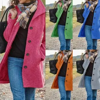 Весна и осень 2024 года, новое многоцветное многоразмерное шерстяное женское пальто, среднее и длинное многозерновое пальто-кардиган с пряжкой S зелёный