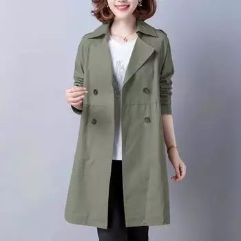 Весна и осень 2024 года новое пальто высокого класса модный темперамент свободный маленький знаменитый пальто средней и длинной длины трендовый M хаки
