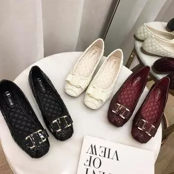 Весна и осень 2025 года, новые женские туфли Doudou из лакированной кожи, повседневные туфли с квадратным носком, туфли на плоской подошве, женские туфли для мамочек, прилив 35
