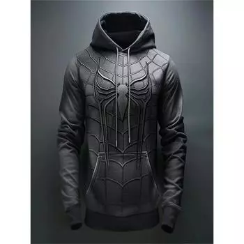 Весна и осень 3D-печать Темпер Человек-паук Принт Новый мужской пуловер Мужская большая модная толстовка с капюшоном на молнии Удобная и свободная S