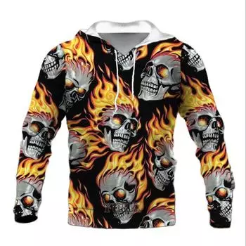 Весна и осень 3D принт Новая мода Скелет Арт Харадзюку Уникальная уличная одежда Забавная повседневная толстовка/толстовка L