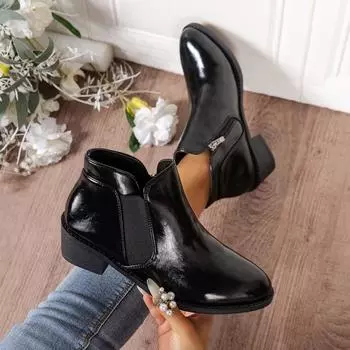 Весна и осень, элегантные модные туфли на высоком каблуке с острым носком, женские туфли, новые удобные повседневные короткие ботинки с боковой молнией 36