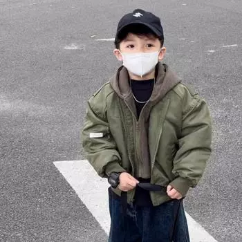 Весна и осень, бейсбольная форма с длинными рукавами и капюшоном, свободное спортивное пальто с круглым вырезом 150