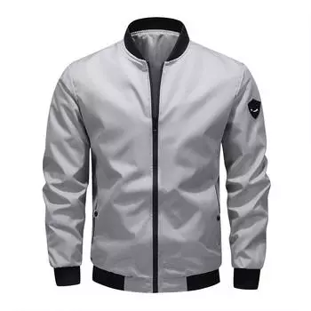 Весна и осень бейсбольный воротник короткая свободная однотонная куртка мужская деловая повседневная тонкая тенденция пальто 6XL