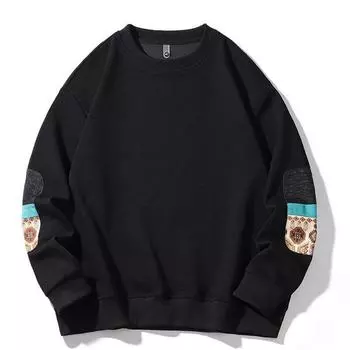 Весна и осень Большие размеры Мужская модная повседневная толстовка с круглым вырезом с принтом в стиле пэчворк Мужская свободная верхняя одежда XXXXXXXXL белый