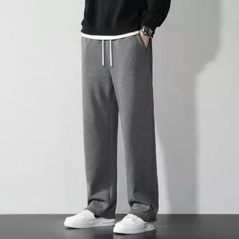 Весна и осень Большие размеры Мужские Четырехсезонные дышащие брюки на бретелях Плоские брюки Спорт и отдых Удобные свободные брюки 5XL
