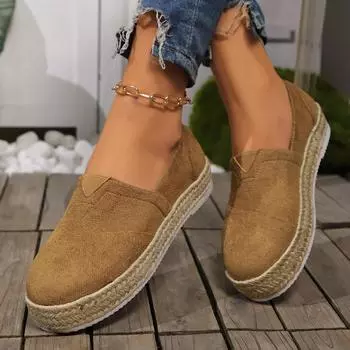 Весна и осень Большие размеры Повседневные замшевые повседневные одинарные туфли Женские однопедальные туфли на платформе Модные одинарные туфли 36 чёрный