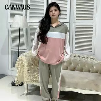 Весна и осень Большие размеры Женская мода Повседневный свободный спортивный костюм с брюками 2XL розовый