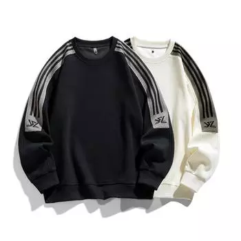 Весна и осень, большой мужской свободный круглый вырез, вышитая толстовка, модный мужской большой размер, цветная толстовка с блоками XXXXXXXXXL белый