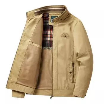 Весна и осень Большой размер хлопковая куртка универсальный деловой повседневный универсальный мужской топ M хаки