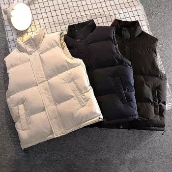 Весна и осень Большой размер Толстый жилет Женский воротник-стойка Хлопковая одежда Утолщенный жилет Жилет Теплый жилет Куртка Мужская M