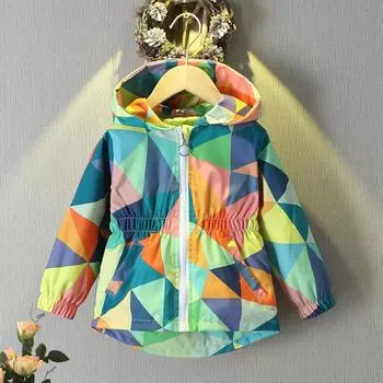 Весна и осень для девочек, бейсбольная одежда с мультяшным принтом, простая куртка с капюшоном 130