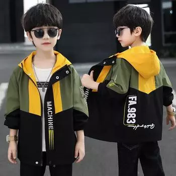 Весна и осень для мальчиков, красивая куртка с высоким воротником, спортивная куртка на молнии с длинными рукавами для детей среднего и большого возраста 170 чёрный