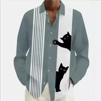 Весна и осень Европейская и Американская мужская рубашка с воротником градиентного цвета и длинным рукавом, расстегнутая на пуговицы, модный тренд, удобная мужская рубашка S