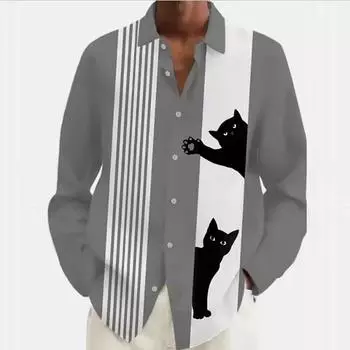 Весна и осень Европейская и Американская мужская рубашка с воротником градиентного цвета и длинным рукавом, расстегнутая на пуговицы, модный тренд, удобная мужская рубашка S