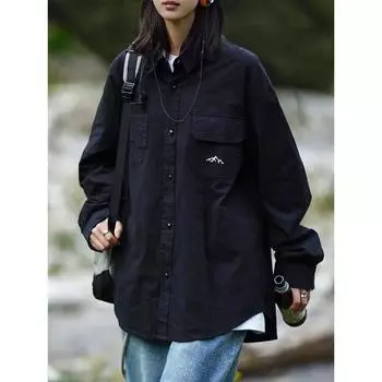 Весна и осень хлопковая рубашка с длинными рукавами рабочая одежда ретро пальто горный повседневный модный бренд Ruan красивая рубашка для мужчин M абрикосовый