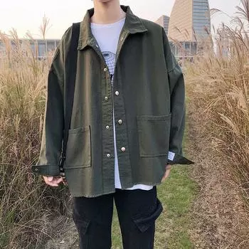 Весна и осень Ins Ретро Мужская карманная куртка-свитер Мужская брендовая универсальная студенческая повседневная свободная верхняя куртка