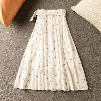 Весна и Осень Экспортный K-стиль Новая Простая Универсальная Антивозрастная Повседневная Модная Юбка на Резинке Little Bird with white background 55