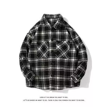 Весна и осень корейский стиль кардиган клетчатая куртка мужская с длинным рукавом универсальный модный брендовый топ мужская новая куртка большого размера для мужчин M