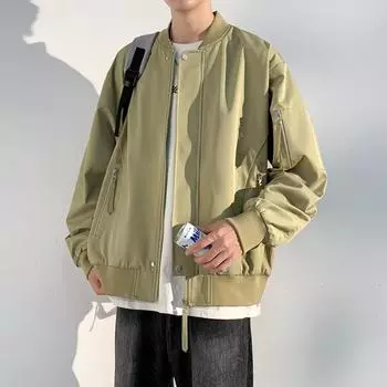 Весна и осень Куртка большого размера Мужская бейсбольная одежда Американская упитанная Большая оснастка Свободная мужская одежда M хаки