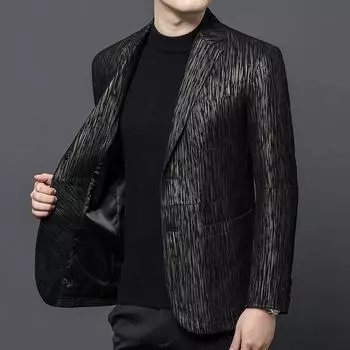 Весна и осень куртка из натуральной кожи мужская с принтом мужской костюм деловая повседневная куртка куртка для папы мода 170